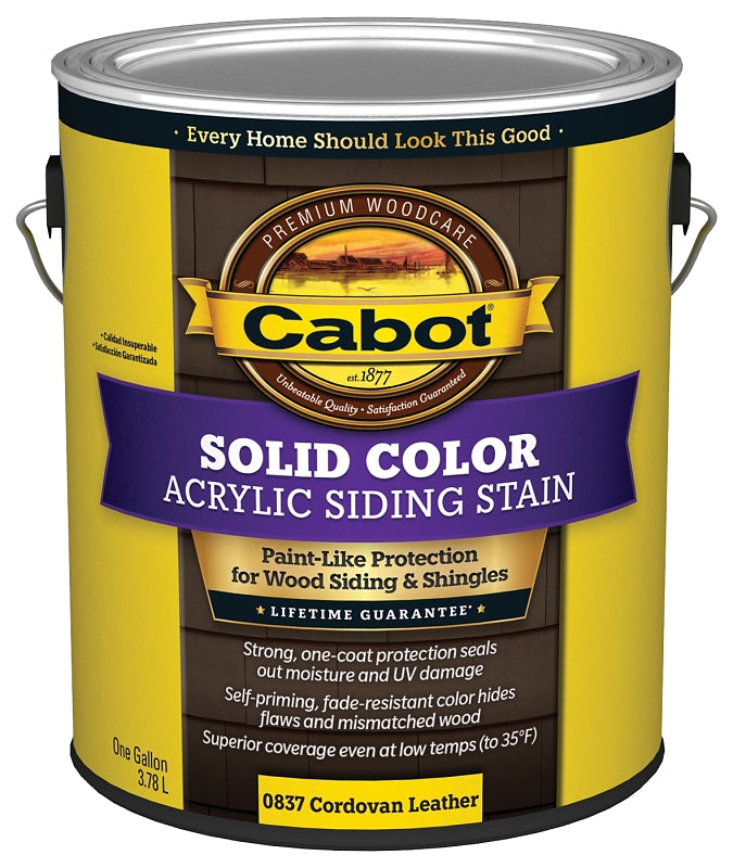 Cabot 140.0000837.007 Solid Stain, Natural Flat, Cordovan Brown, Liquid, 1 gal, Can, Pack of 4