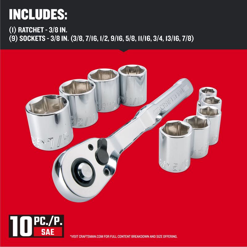 Craftsman 3/8 in. drive Metric 6 Point Impact Socket Set 9 pc