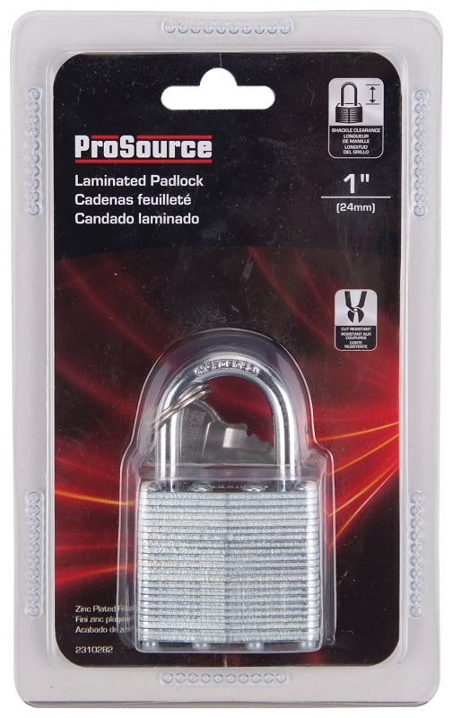 ProSource HD00012-3L Padlock, Standard Shackle, 1/4 in Dia Shackle, 1-1/4 in H Shackle, Steel Shackle, Steel Body