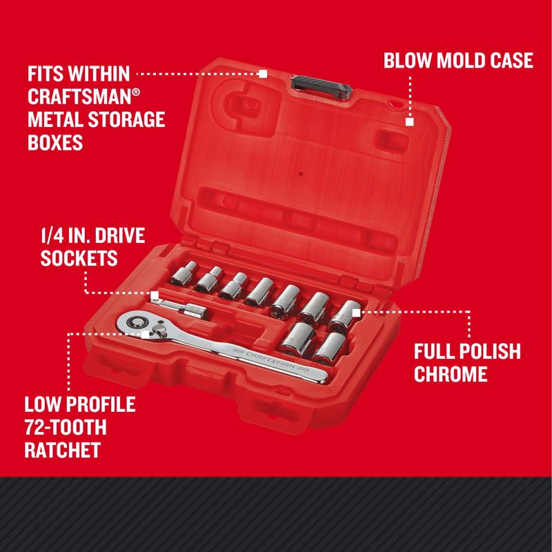 Craftsman 1/4 in. drive Metric 6 Point Socket and Ratchet Set 11 pc