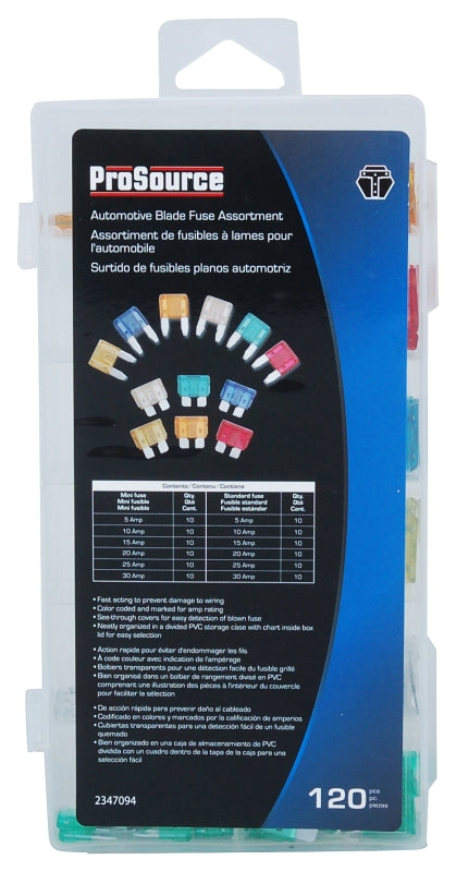 ProSource 60106 Automotive Fuse Assortment, Blade Fuse, 24/32/48 V, 5/10/15/20/25/30 A