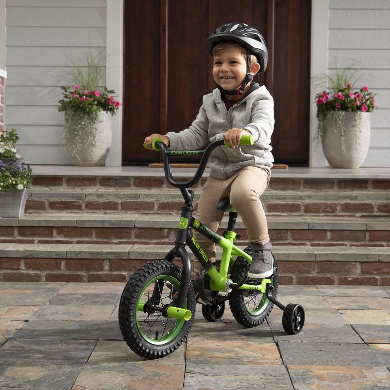 John Deere Toys 46397 Kid's Bicycle, Boy's, 3 Years and Up, Steel Frame, Mean Green