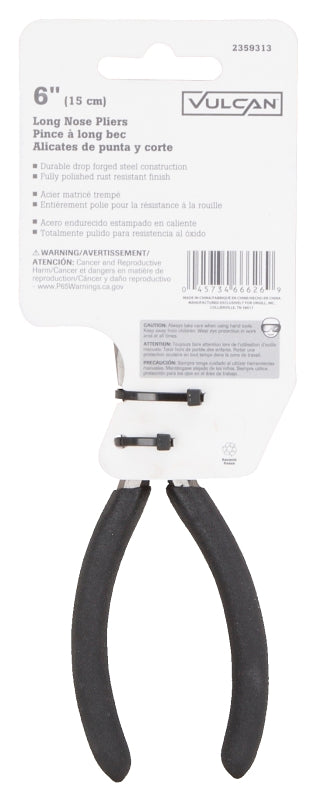 Vulcan JL-NP008 Plier, 6-1/2 in OAL, 1.6 mm Cutting Capacity, 3.9 cm Jaw Opening, Black Handle, 3/4 in W Jaw, 2 in L Jaw