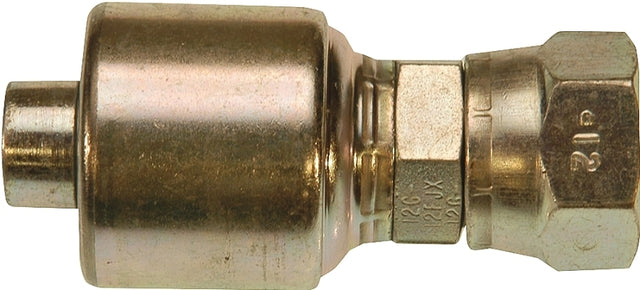 Gates MegaCrimp G25170-0606 Hose Coupling, 3/8 x 9/16 in Dia, 2.42 in, 9/16-18, Crimp x JIC, Straight Angle, Steel, Zinc