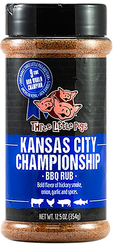 Three Little Pigs OW85171 BBQ Rub, Hickory Smoked, 12.5 oz Bottle