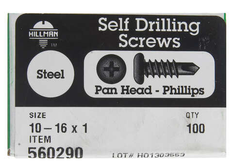 HILLMAN No. 10-16 X 1 in. L Phillips Pan Head Self-Drilling Screws 100 pk