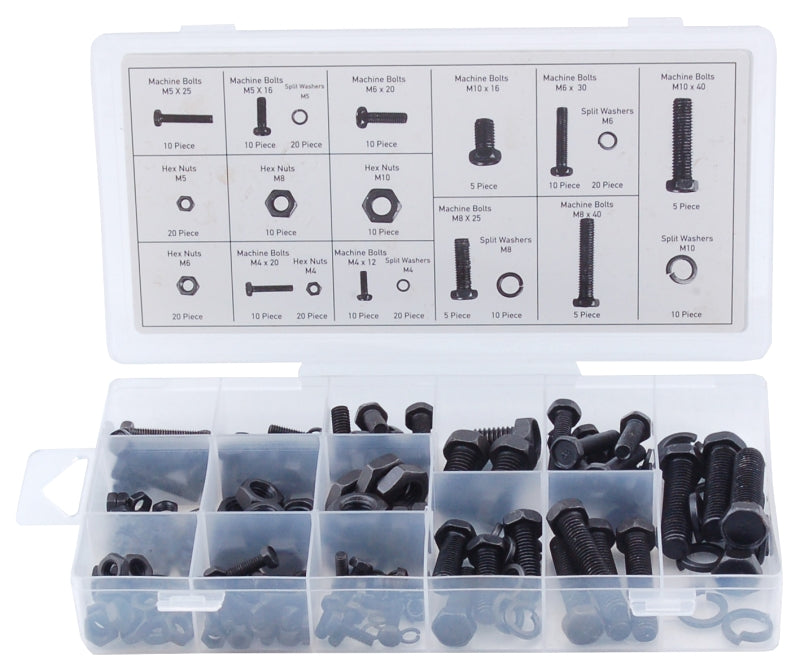 ProSource 61466 Nut and Bolt Assortment, Carbon Steel, Black Oxide, 240-Piece