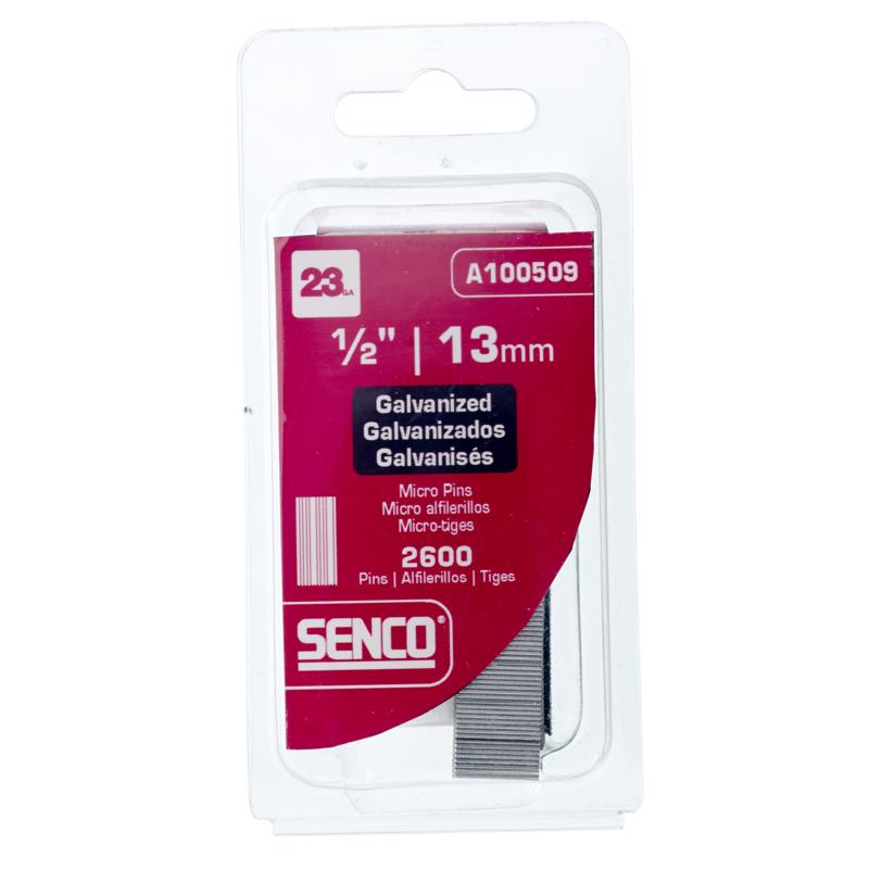 Senco 1/2 in. L X 23 Ga. Straight Strip Galvanized Micro Pins 2,600 pk