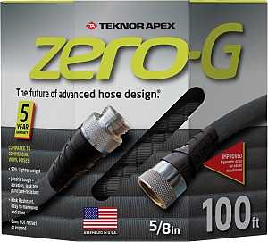 Apex Zero-G 4001-100 Garden Hose, 5/8 in, 100 ft L, Coupling, Fiber, Gray