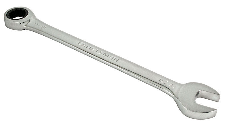 Craftsman 11/16 in. X 11/16 in. 12 Point SAE Combo Ratcheting Wrench 8.7 in. L 1 pc