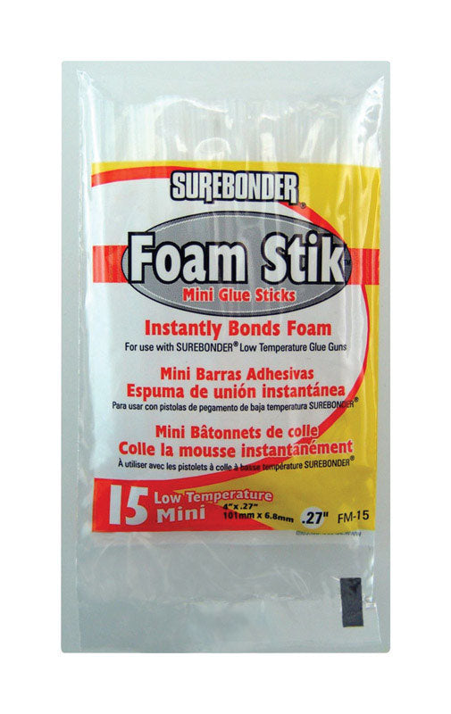 Surebonder Foam Stik .27 in. D X 4 in. L All Purpose Glue Sticks White 15 pk