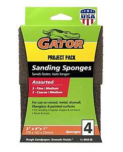 Gator 464805 Multi-Surface Sanding Sponge, 4 in L, 3 in W, Aluminum Oxide Abrasive
