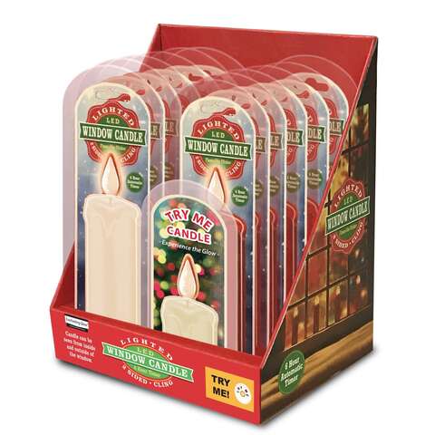 Gerson LED White Window Candle Cling Candle 7.5 in., Pack of 12