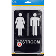HILLMAN English Black Restroom Plaque 9 in. H X 6 in. W, Pack of 3