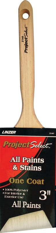 Linzer WC 2140-3 Paint Brush, Natural, Wood Handle, 3 in W, 3-1/4 in L Bristle, Polyester Bristle