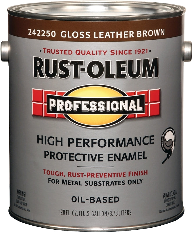 Professional 242250 Enamel Paint, Oil Base, Gloss Sheen, Leather Brown, 1 gal, Can, 255 to 435 sq-ft/gal Coverage Area, Pack of 2