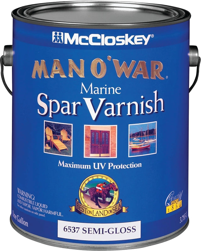 McCloskey Man O' War 80-6535 Series 080.0006537.007 Marine Spar Varnish, Semi-Gloss, Clear, Liquid, 1 gal, Pack of 2