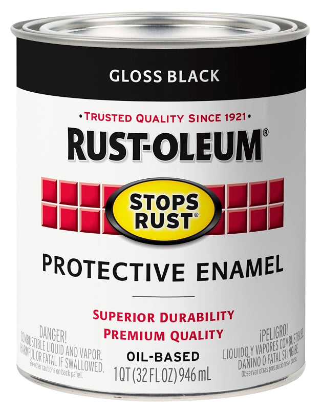 Rust-Oleum 353575 Rust Preventative Paint, Oil Base, Gloss Sheen, Black, 1 qt, 80 to 175 sq-ft Coverage Area, Pack of 2