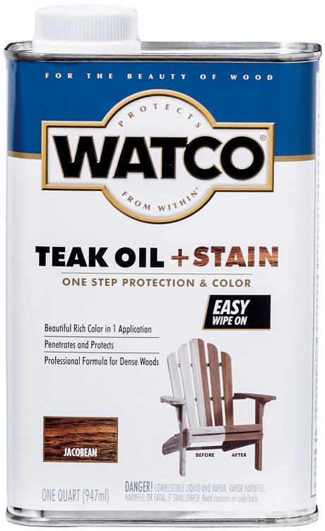 WATCO 348747 Oil and Stain, Warm Glow, Jacobean, Liquid, 1 qt Can