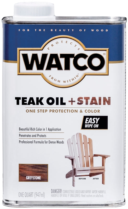 WATCO 348759 Oil and Stain, Warm Glow, Graystone, Liquid, 1 qt Can
