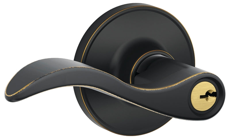 Schlage J Series J54 SEV 716 Entry Lever, Mechanical Lock, Aged Bronze, Metal, Residential, 1-Cylinder, 3 Grade