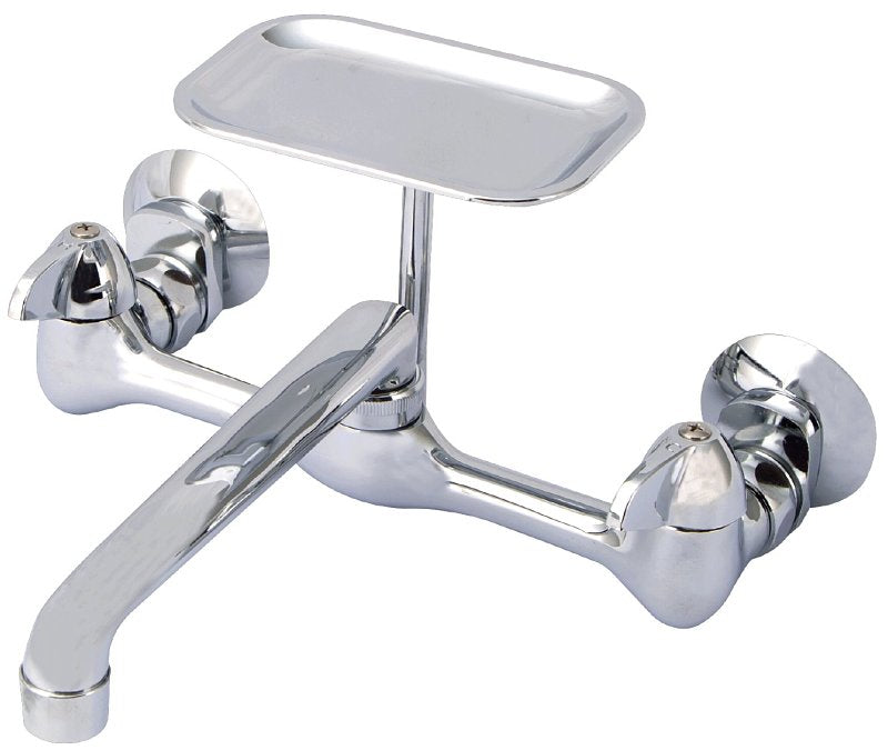 Boston Harbor PF6363204 Laundry Faucet, 1.8 gpm, 2-Handle, 2-Faucet Hole, Brass, Wall Mounting, Swing Spout