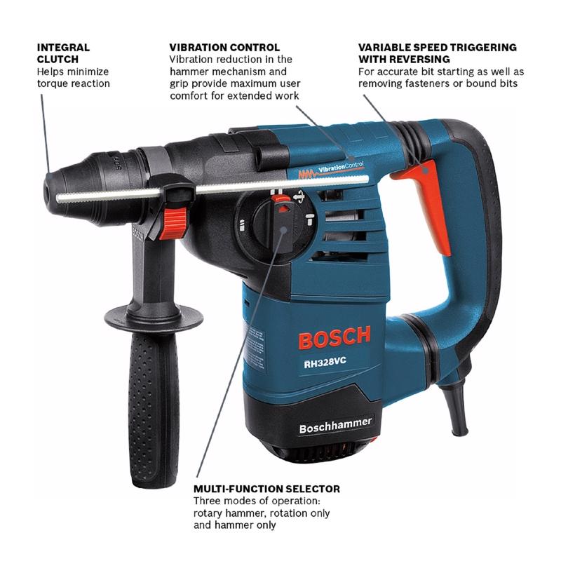 Bosch 8 amps 1-1/8 in. Corded Rotary Hammer Drill