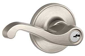 Schlage J Series J54 LAS 619 Entry Lever, 7/8 in Housing Dia, Mechanical Lock, Satin Nickel, Metal, Residential, 3 Grade