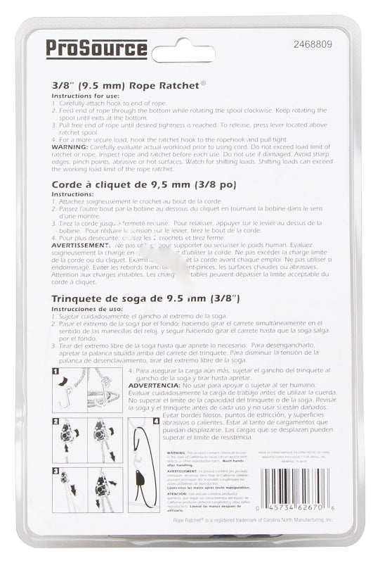 ProSource 10020-L-OI Rope Ratchet, Polypropylene/Steel, Black/Blue