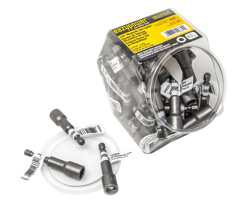 Isomax 00330 Series Nutsetter, 2-9/16 in L Dimensions, Magnetic, Steel, 3/8 in Hex Drive