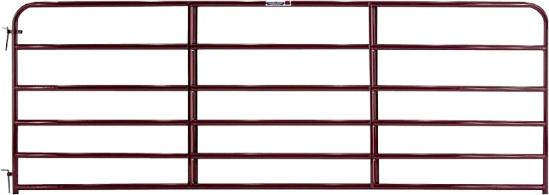 Tarter 6ER14 Economy Tube Gate, 14 ft W Gate, 50 in H Gate, 19 ga Frame Tube/Channel, Steel Frame, Red