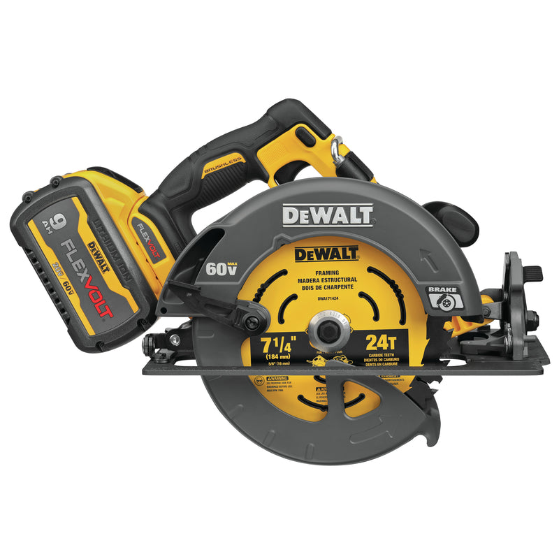 DEWALT DCS578X1 Brushless Circular Saw with Brake Kit, Battery Included, 60 V, 9 Ah, 7-1/4 in Dia Blade