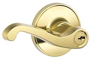 Schlage J Series J54V LAS 605 Entry Lever, Mechanical Lock, Bright Brass, Metal, Residential, 3 Grade