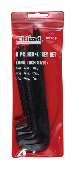 Eklind Hex-L 5/64 to 3/8 in. SAE Long Arm Hex L-Key Set 9 pc, Pack of 6