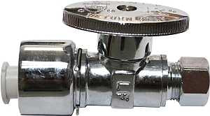 Plumb Pak PP2068POLFBG Stop Valve, 5/8 x 3/8 in Connection, Compression, 125 psi Pressure, Brass Body