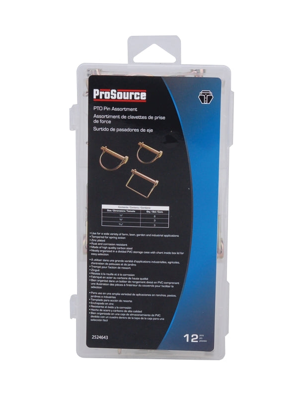 ProSource 61216 PTO Pin Assortment, Steel, Zinc, 12-Piece
