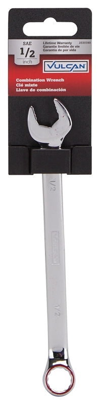 Vulcan MT65456693L Combination Wrench, SAE, 1/2 in Head, Chrome Vanadium Steel