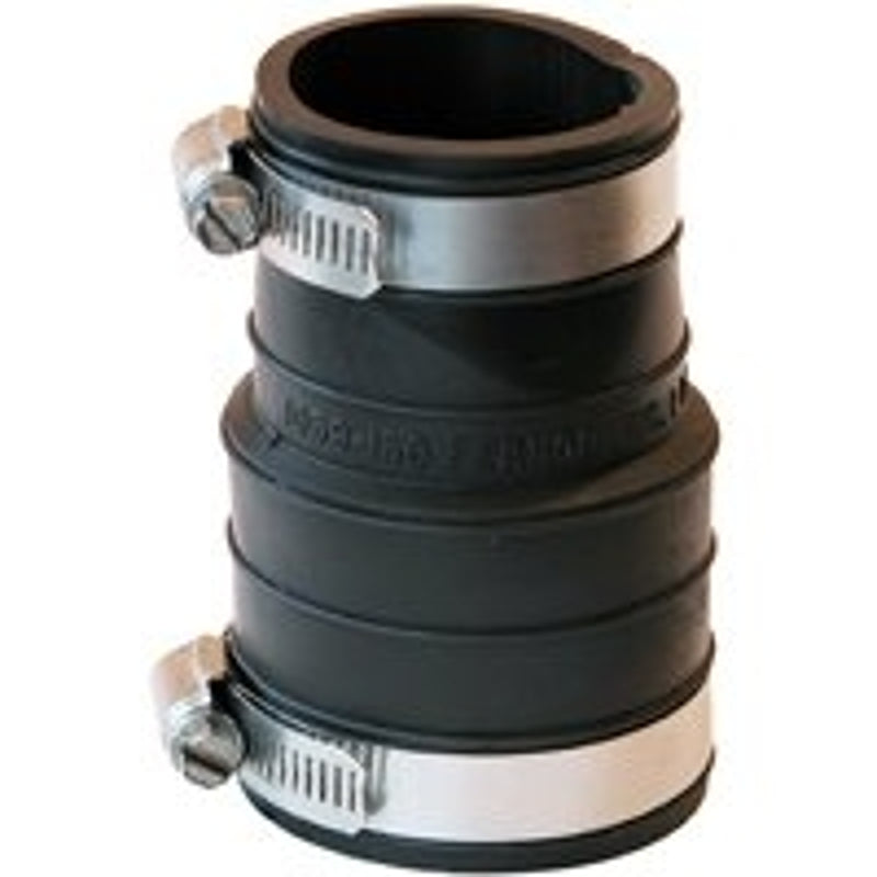 Fernco P1059-150 Flexible Coupling, 1-1/2 in, 3.9 in L, Socket, PVC, Black, 4.3 psi Pressure