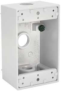 Hubbell 5320-1 Weatherproof Box, 18.3 cu-in, 3-Outlet, 1-Gang, Aluminum, White