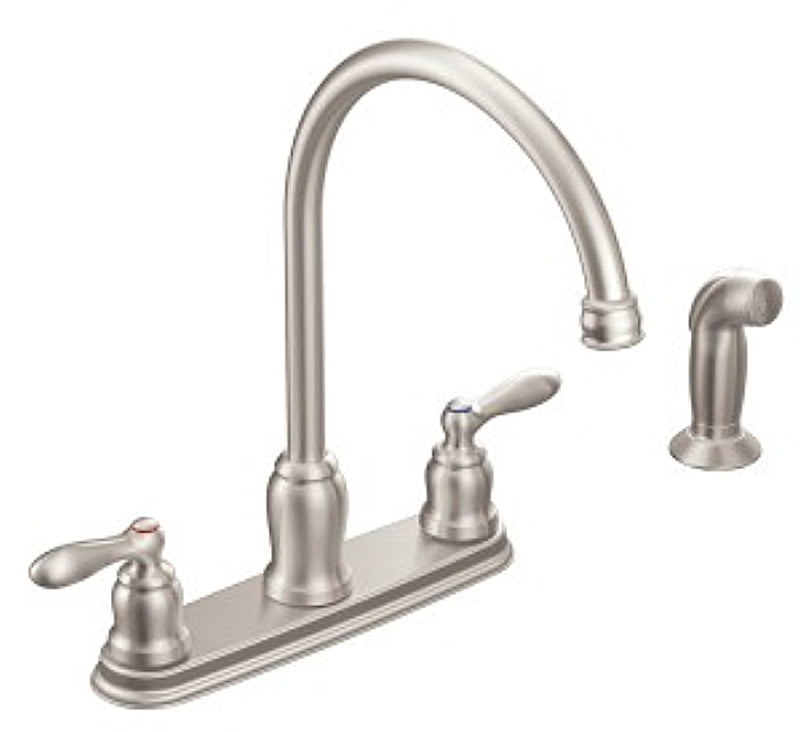 Moen Caldwell Series CA87060SRS Kitchen Faucet, 1.5 gpm, 2-Handle, Stainless Steel, Stainless Steel