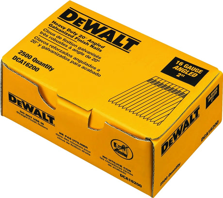 DEWALT DCA16200 Series Finish Nail, Glue Collation, 2 in L, 16 Gauge, Steel, Suitable for: DC618K Finish Nailer, 2500/PK