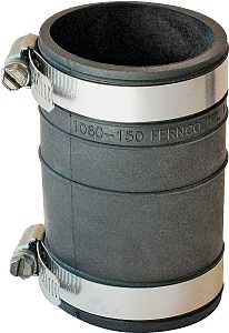 Fernco P1060-150 Flexible Coupling, 1-1/2 in, 3.93 in L, Socket, PVC, Black, 4.3 psi Pressure