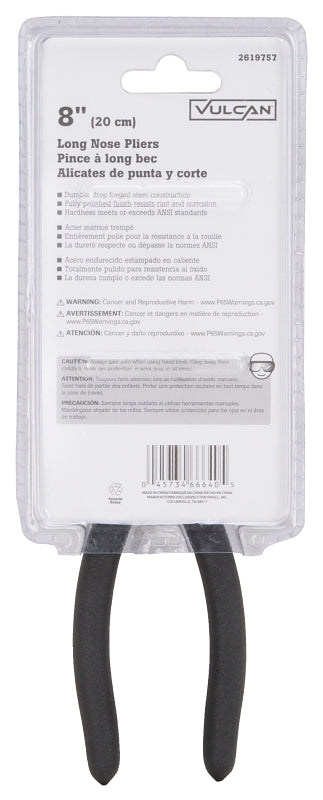 Vulcan PC920-35 Plier, 8 in OAL, 1.6 mm Cutting Capacity, 5.2 cm Jaw Opening, Black Handle, 7/8 in W Jaw, 2-1/2 in L Jaw