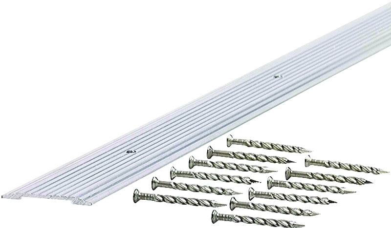 M-D 78097 Seam Binder, 72 in L, 1-1/4 in W, Fluted Surface, Aluminum, Mill/Silver