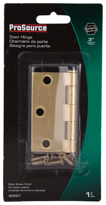 ProSource BH-BS03-PS Square Corner Door Hinge, Steel, Satin Brass, Loose Pin, 180 deg Range of Motion
