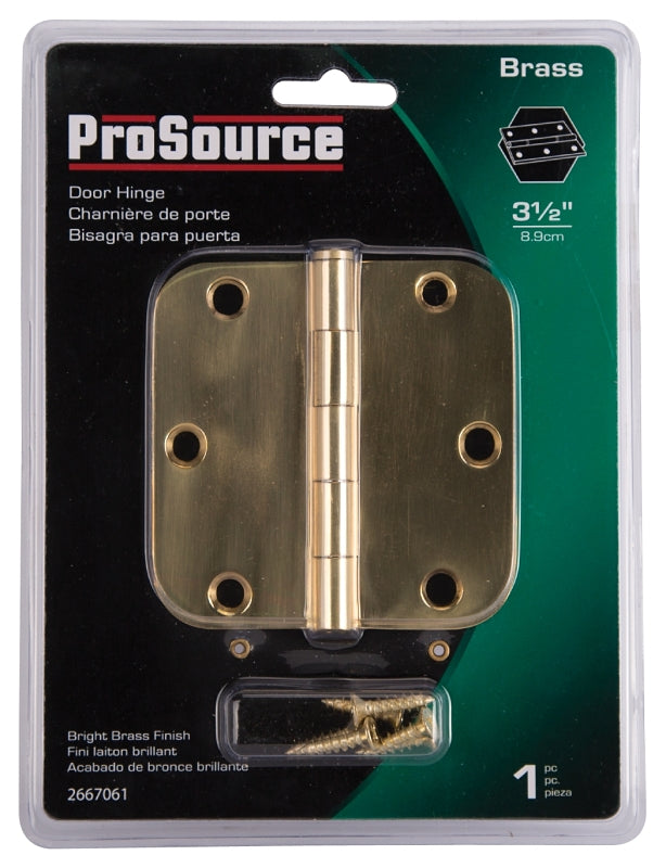 ProSource BH-BR21B-PS Door Hinge, Solid Brass, Brass, Loose Pin, 180 deg Range of Motion, Screw Mounting