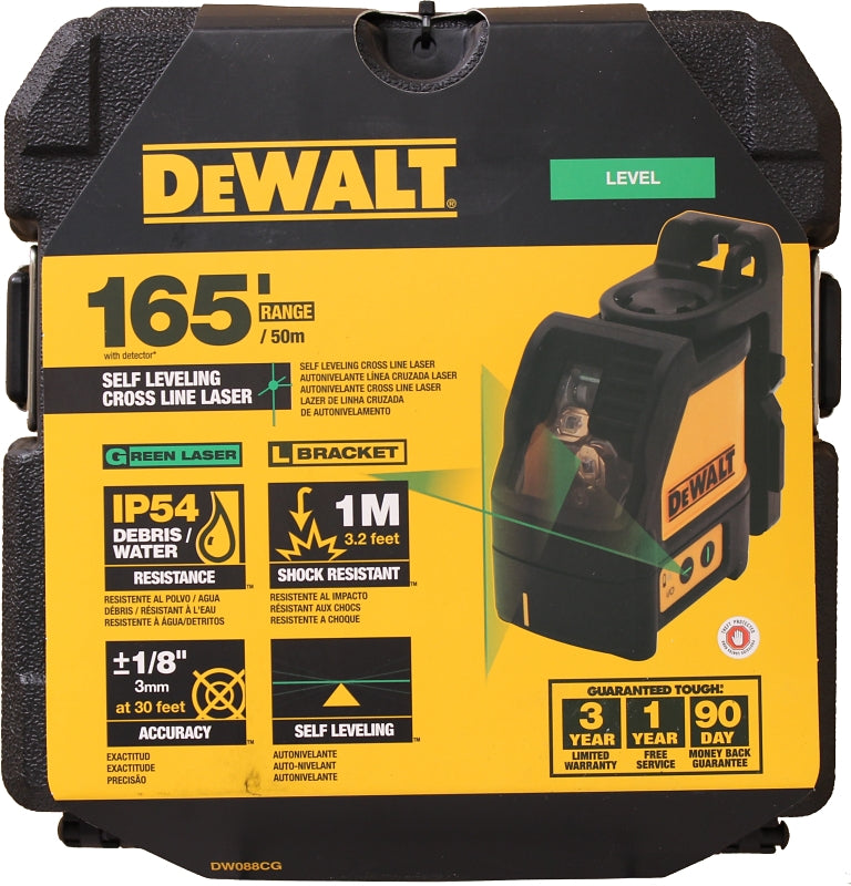 DEWALT DW0822 Laser, 50 ft, +/-3/16 in at 50 ft Accuracy, 2-Beam, Red Laser