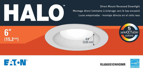 Halo RL6-DM Series RL6069S1EWHDMR LED Retrofit Module, 9 W, 120 V, LED Lamp, White, Matte