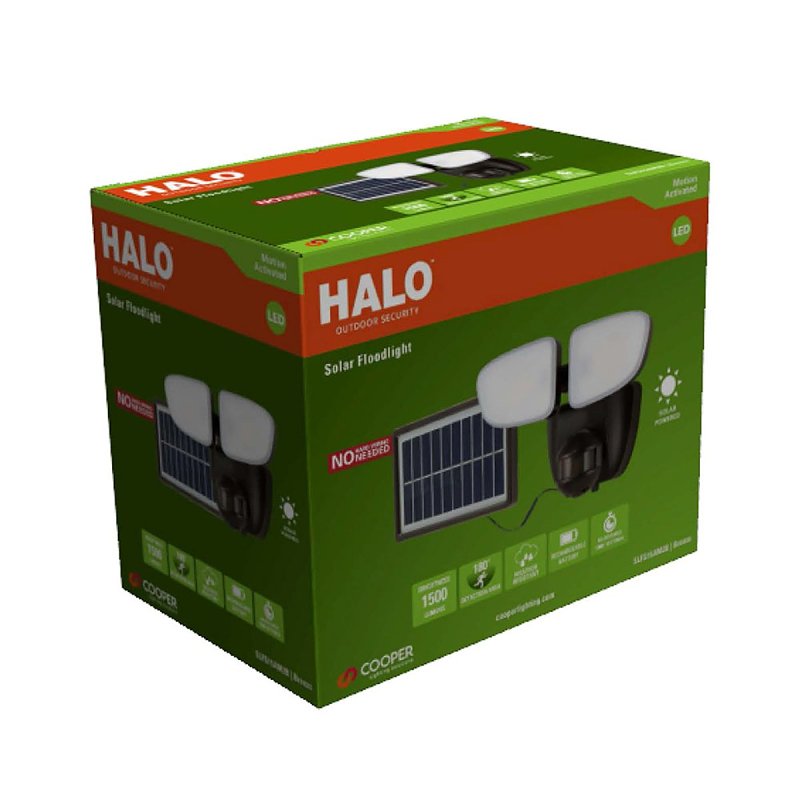 Halo Solar Flood Series SLFS15AM2B Floodlight, 100 W, 1500 Lumens, 4000 K Color Temp, Polycarbonate Fixture