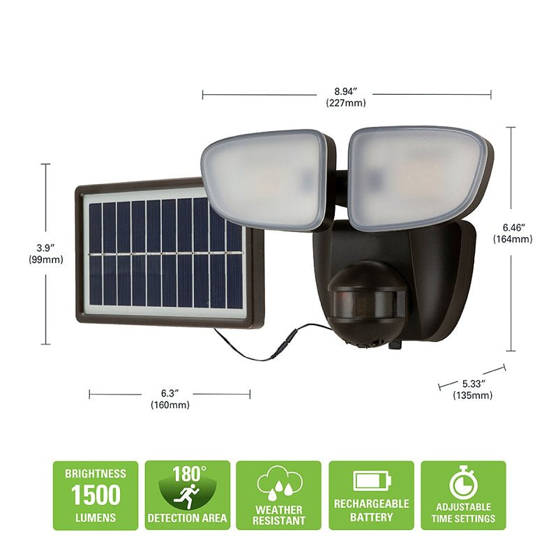 Halo Solar Flood Series SLFS15AM2B Floodlight, 100 W, 1500 Lumens, 4000 K Color Temp, Polycarbonate Fixture